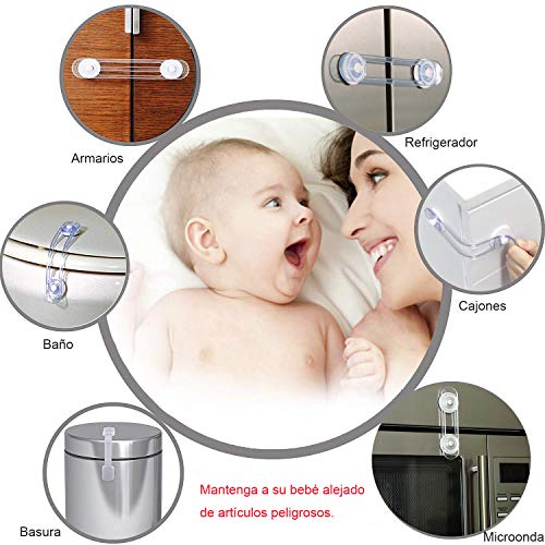 Cerraduras de Seguridad para Niños, Bloqueo de Seguridad Bebés, Cierres para Armarios, WC, Cocinas, Puertas y Ventanas, Nevera, 6 Pieza, Transparente Cerraduras de Seguridad para Niños, Bloqueo de Seguridad Bebés, Cierres para Armarios, WC, Cocinas, Puertas y Ventanas, Nevera, 6 Pieza, Transparente