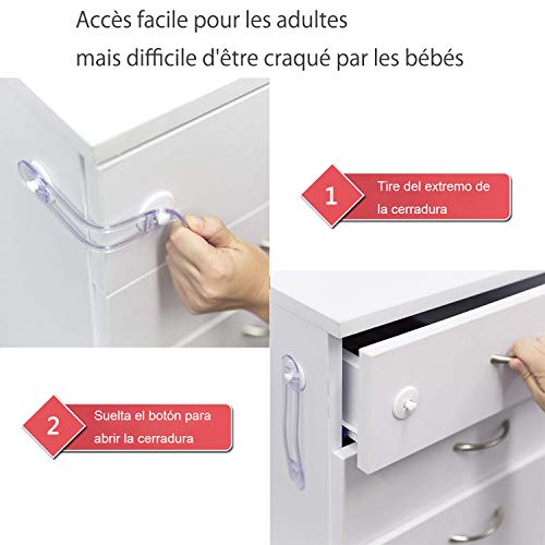 Cerraduras de Seguridad para Niños, Bloqueo de Seguridad Bebés, Cierres para Armarios, WC, Cocinas, Puertas y Ventanas, Nevera, 6 Pieza, Transparente Cerraduras de Seguridad para Niños, Bloqueo de Seguridad Bebés, Cierres para Armarios, WC, Cocinas, Puertas y Ventanas, Nevera, 6 Pieza, Transparente