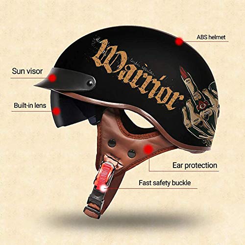 Certificación Adultos Sombrero Del Niño De La Motocicleta Medio Casco Retro Casco Adulto Motocicleta Harley Medio Casco Punto Dominante Estilo De Bicicletas Vespa Medio Casco M, L, XL, XXL,Style 7,XL