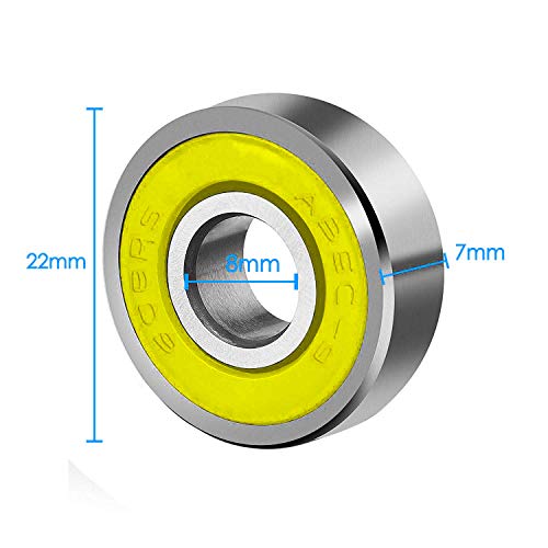 CESFONJER Rodamiento de Bolas de 10 Unidades 608RS ABEC 9 – 608 2RS Doble de Goma Sellada en Miniatura para Patinaje, Patines en Línea, Scooters (8 mm x 22 mm x 7 mm) CESFONJER Rodamiento de Bolas de 10 Unidades 608RS ABEC 9 – 608 2RS Doble de Goma Sellada en Miniatura para Patinaje, Patines en Línea, Scooters (8 mm x 22 mm x 7 mm)