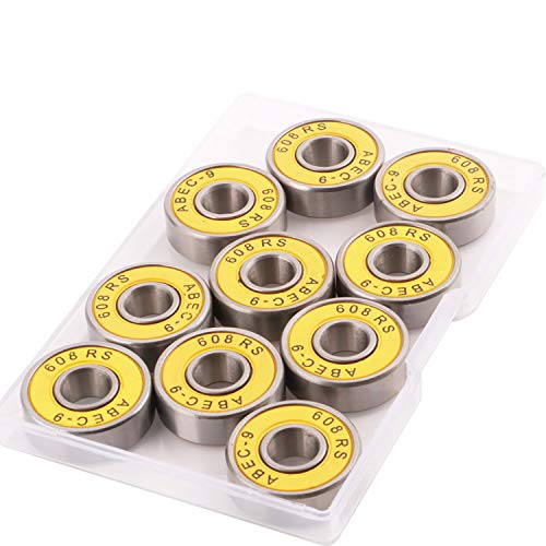 CESFONJER Rodamiento de Bolas de 10 Unidades 608RS ABEC 9 – 608 2RS Doble de Goma Sellada en Miniatura para Patinaje, Patines en Línea, Scooters (8 mm x 22 mm x 7 mm) CESFONJER Rodamiento de Bolas de 10 Unidades 608RS ABEC 9 – 608 2RS Doble de Goma Sellada en Miniatura para Patinaje, Patines en Línea, Scooters (8 mm x 22 mm x 7 mm)