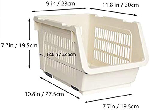 Cesta de apilamiento de almacenamiento Juego de 3 estantes de plástico apilable Rack de almacenamiento Apilamiento de la cesta apilable Grandes cestas de almacenamiento de apilamiento, Color Beige Cesta de apilamiento de almacenamiento Juego de 3 estantes de plástico apilable Rack de almacenamiento Apilamiento de la cesta apilable Grandes cestas de almacenamiento de apilamiento, Color Beige