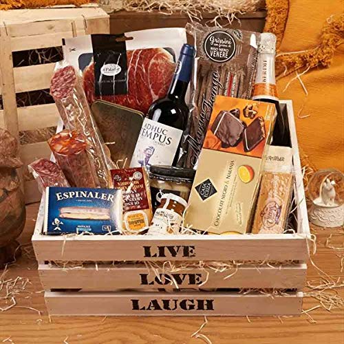 Cesta de Navidad - Regalos Empresa 2019 - LOTE GOUR 400-9 Live Love, cava, vino, jamón ibérico, embutidos, quesos, turrón, conservas, productos artesanales...