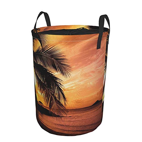 Cestas de almacenamiento grandes, para playa y puesta de sol, impermeable, redondas, plegables, para ropa sucia, juguete en casa, oficina, 53 x 40 cm.