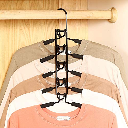 CETECK Perchas para la Ropa - 5 en 1 Armario Antideslizante de múltiples Capas Ropa Rack Ropa de Ahorro de Espacio de Metal Ropa para Adultos Rack (Negro) CETECK Perchas para la Ropa - 5 en 1 Armario Antideslizante de múltiples Capas Ropa Rack Ropa de Ahorro de Espacio de Metal Ropa para Adultos Rack (Negro)