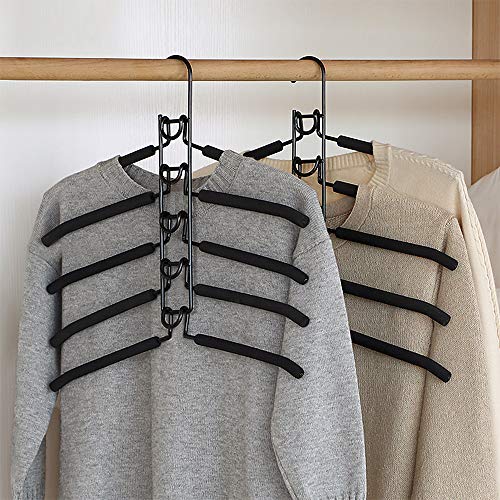 CETECK Perchas para la Ropa - 5 en 1 Armario Antideslizante de múltiples Capas Ropa Rack Ropa de Ahorro de Espacio de Metal Ropa para Adultos Rack (Negro) CETECK Perchas para la Ropa - 5 en 1 Armario Antideslizante de múltiples Capas Ropa Rack Ropa de Ahorro de Espacio de Metal Ropa para Adultos Rack (Negro)