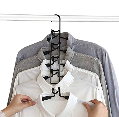 CETECK Perchas para la Ropa - 5 en 1 Armario Antideslizante de múltiples Capas Ropa Rack Ropa de Ahorro de Espacio de Metal Ropa para Adultos Rack (Negro) CETECK Perchas para la Ropa - 5 en 1 Armario Antideslizante de múltiples Capas Ropa Rack Ropa de Ahorro de Espacio de Metal Ropa para Adultos Rack (Negro)