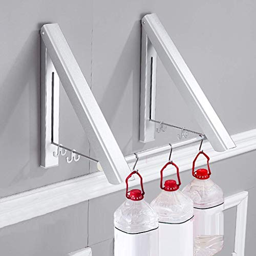 CFJDX Tendedero plegable para colgar en la pared, de aluminio, para ahorrar espacio, color plateado, 2 Rakcs con barra de lavado 11-20 CFJDX Tendedero plegable para colgar en la pared, de aluminio, para ahorrar espacio, color plateado, 2 Rakcs con barra de lavado 11-20