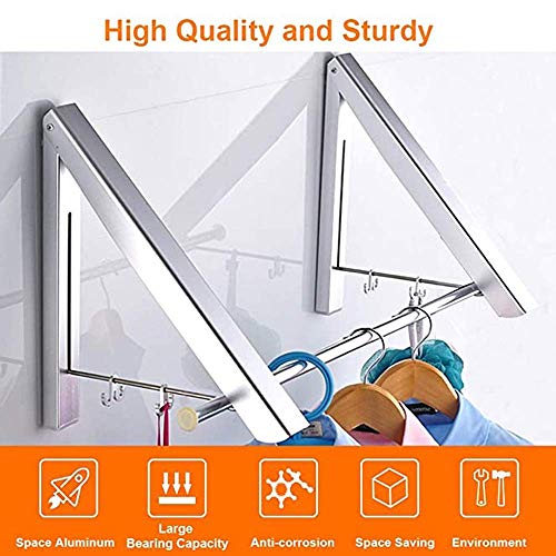 CFJDX Tendedero plegable para colgar en la pared, de aluminio, para ahorrar espacio, color plateado, 2 Rakcs con barra de lavado 11-20 CFJDX Tendedero plegable para colgar en la pared, de aluminio, para ahorrar espacio, color plateado, 2 Rakcs con barra de lavado 11-20