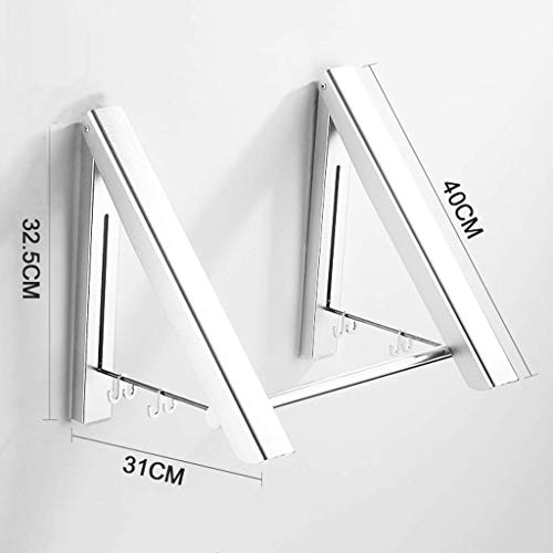 CFJDX Tendedero plegable para colgar en la pared, de aluminio, para ahorrar espacio, color plateado, 2 Rakcs con barra de lavado 11-20 CFJDX Tendedero plegable para colgar en la pared, de aluminio, para ahorrar espacio, color plateado, 2 Rakcs con barra de lavado 11-20