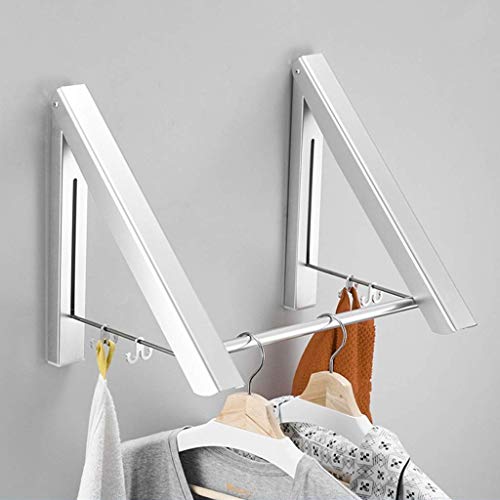 CFJDX Tendedero plegable para colgar en la pared, de aluminio, para ahorrar espacio, color plateado, 2 Rakcs con barra de lavado 11-20 CFJDX Tendedero plegable para colgar en la pared, de aluminio, para ahorrar espacio, color plateado, 2 Rakcs con barra de lavado 11-20