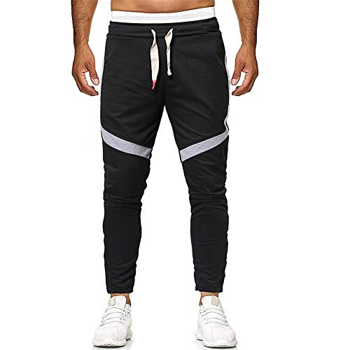 CFWL OtoñO E Invierno Moda Hombre Contraste Color Costura Cremallera Cremallera Casual Viga Pantalones Mujer Pantalones Boxeo Pantalones Bombachos Pantalones Bombachos