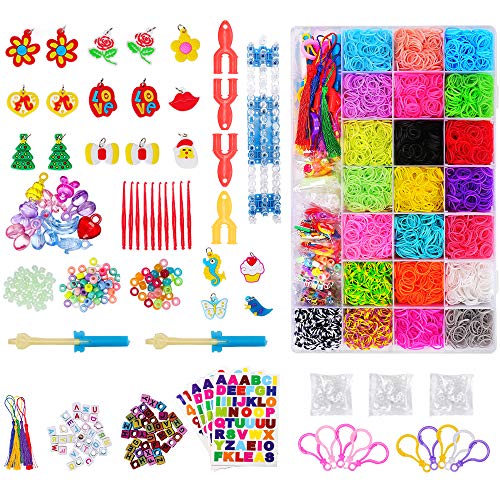 CGBOOM 6800 Bandas de Goma para Hacer Pulseras, Pulseras Gomas Niños, 22 Colores, DIY Cintas de Telar Kit de Pulseras con Bandas de Telar Pulsera Collar Herramienta de Tejer Juguetes de DIY