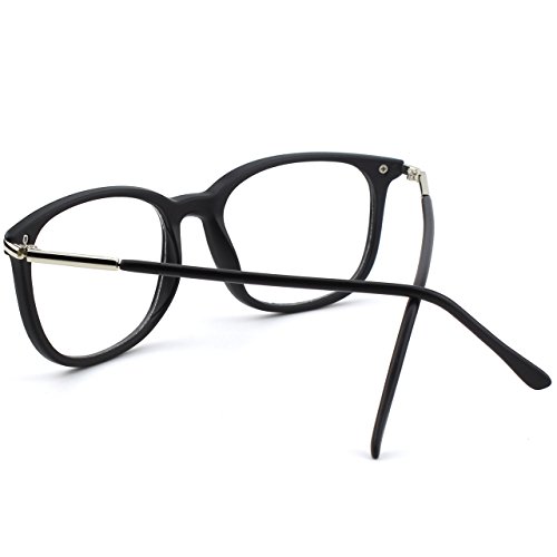 CGID CN79 Retro Anteojos Lente Claro Gafas Para Mujer y Hombre,Mate Negro