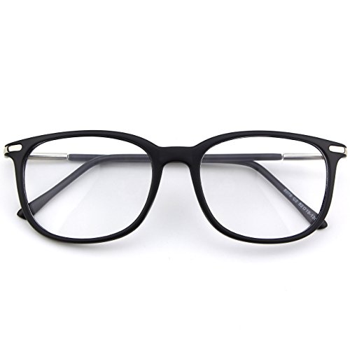 CGID CN79 Retro Anteojos Lente Claro Gafas Para Mujer y Hombre,Mate Negro