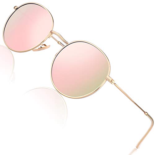 CGID E47 Pequeño Estilo Vintage Retro Lennon inspirado círculo metálico redondo gafas de sol polarizadas para hombres y mujeres