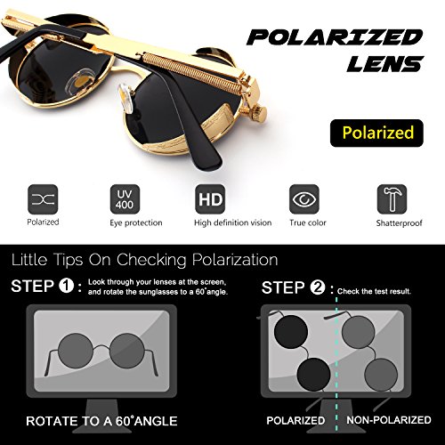 CGID E72 Steampunk estilo retro inspirado círculo metálico redondo gafas de sol polarizadas para hombres CGID E72 Steampunk estilo retro inspirado círculo metálico redondo gafas de sol polarizadas para hombres