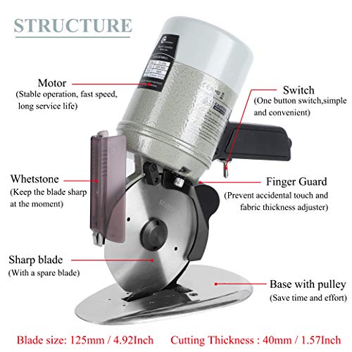 CGOLDENWALL YJ-125A Cortador de Tela Eléctrico Octogonal Máquina de Corte de Tela Tijera Eléctrica para Gamuza Textil Papel Con Dispositivo de Afilado & Cuchilla de Diámetro 125mm220V