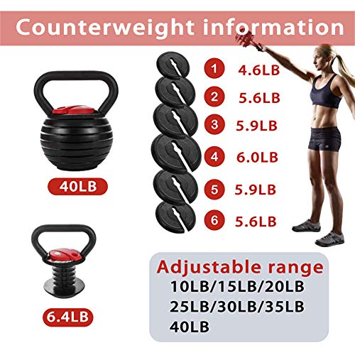 CHAIJY Juego De Pesas Ajustables Kettlebell con Mango De 40 LB - Juego De Pesas Kettle Bells-Materiales EcolóGicos-Ejercicio De Entrenamiento De Fuerza Gran Asistente,Golden