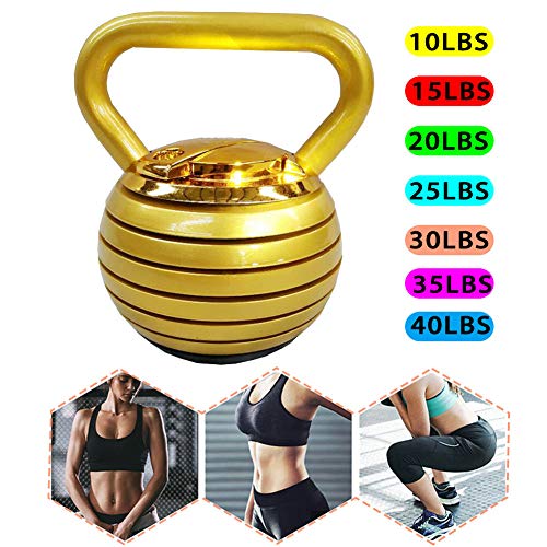 CHAIJY Juego De Pesas Ajustables Kettlebell con Mango De 40 LB - Juego De Pesas Kettle Bells-Materiales EcolóGicos-Ejercicio De Entrenamiento De Fuerza Gran Asistente,Golden