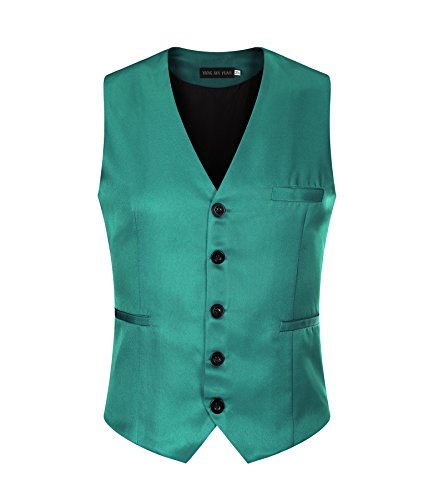 Chaleco de AYS, para hombre, entallado, liso, para traje, de estilo informal, tallas de M a 3XL Azul azul claro 48 Chaleco de AYS, para hombre, entallado, liso, para traje, de estilo informal, tallas de M a 3XL Azul azul claro 48