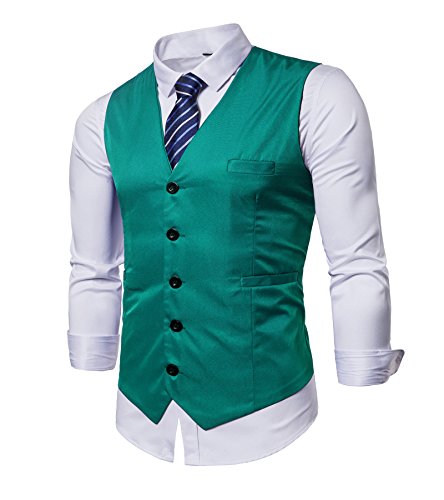 Chaleco de AYS, para hombre, entallado, liso, para traje, de estilo informal, tallas de M a 3XL Azul azul claro 48