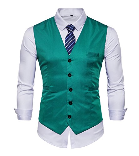 Chaleco de AYS, para hombre, entallado, liso, para traje, de estilo informal, tallas de M a 3XL Azul azul claro 48