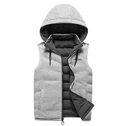 Chaleco De Plumón Hombre,Invierno Body Warmer Chaleco Sin Mangas Sombrero Desmontable Casual Moda Negro Abajo Chaqueta Acolchada Outwear Puffer Gilet Chaleco para Deportes Al Aire Libre Running WAL