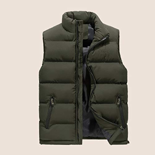 Chaleco De Plumón Hombre,Winter Body Warmer Down Jacket Chaleco Sin Mangas Informal Verde Militar Moda Acolchada Outwear Puffer Gilet Chaleco De Talla Grande Para Deportes Al Aire Libre Running Wal