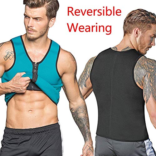 Chaleco para adiestrar en la Cintura para Hombres - Neopreno para Adelgazar Corsé Body Shaper Sauna Sudaderas para Perder Peso - Zipper Sauna Tank Top Entrenamiento Fitness Camisa