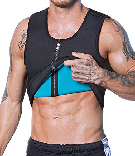 Chaleco para adiestrar en la Cintura para Hombres - Neopreno para Adelgazar Corsé Body Shaper Sauna Sudaderas para Perder Peso - Zipper Sauna Tank Top Entrenamiento Fitness Camisa