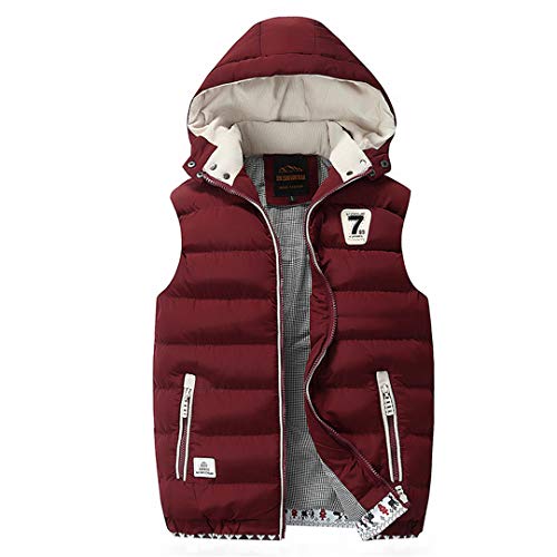 Chaleco para Hombre Chaleco sin Mangas Chaqueta sin Mangas Abrigos cálidos Sombrero Desmontable Tallas Grandes Red 5XL Chaleco para Hombre Chaleco sin Mangas Chaqueta sin Mangas Abrigos cálidos Sombrero Desmontable Tallas Grandes Red 5XL