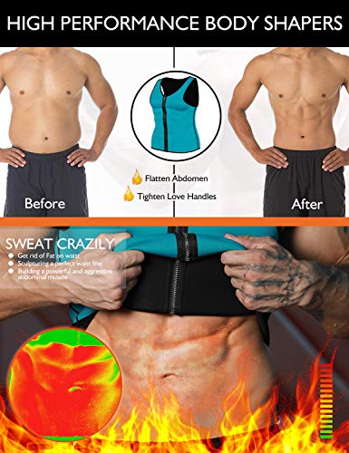 Chaleco Sauna Hombre NOVECASA Compresion de Neopreno Chaleco Modelador Camiseta Reductora para Adelgazante Sudoración Musculación con Cremallera (S, Chaleco Azul)