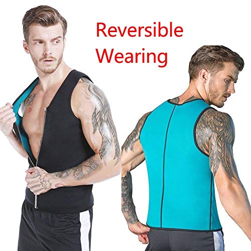 Chaleco Sauna Hombre NOVECASA Compresion de Neopreno Chaleco Modelador Camiseta Reductora para Adelgazante Sudoración Musculación con Cremallera (S, Chaleco Azul)