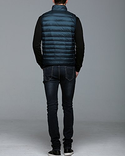 Chalecos de Plumas Ligero Sin Mangas Chaqueta Compresible Corta Abrigo de Invierno para Hombre Azul Verde XL