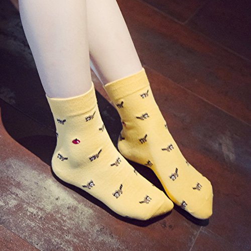 Chalier Pack de 5 Calcetines Mujer Divertidos Originales Animales Lindos Estampados Ocasionales de Algodón para Niña y Mujer Chalier Pack de 5 Calcetines Mujer Divertidos Originales Animales Lindos Estampados Ocasionales de Algodón para Niña y Mujer