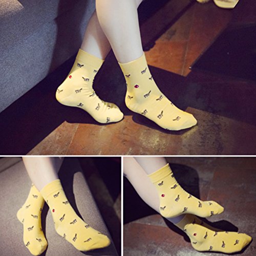 Chalier Pack de 5 Calcetines Mujer Divertidos Originales Animales Lindos Estampados Ocasionales de Algodón para Niña y Mujer Chalier Pack de 5 Calcetines Mujer Divertidos Originales Animales Lindos Estampados Ocasionales de Algodón para Niña y Mujer