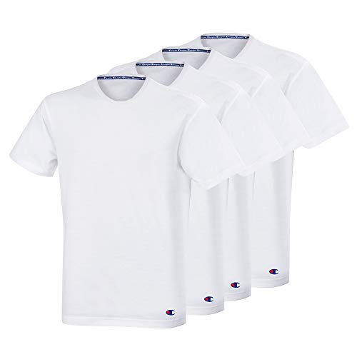 Champion T-Shirt Crew Neck X4 Pack de 4 Camisetas de Manga Corta, Blanco (Blanc 0rl), Medium para Hombre