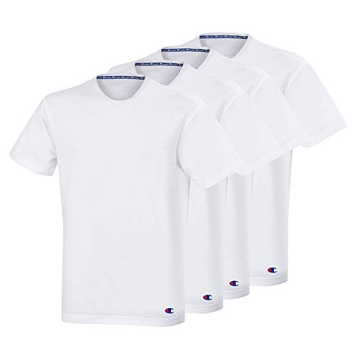 Champion T-Shirt Crew Neck X4 Pack de 4 Camisetas de Manga Corta, Blanco (Blanc 0rl), Medium para Hombre