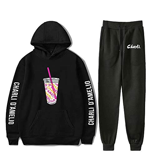 Chándal Charli Damelio Sudadera con Capucha y Joggers Charli Damelio Merch, Sudadera Informal de Manga Larga de Dos Piezas para Mujeres y niñas