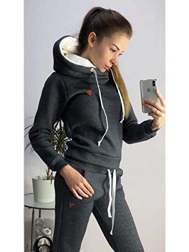 Chandal Conjunto para Mujer Invierno Otoño Casual Conjuntos Deportivos, Moda Manga Larga Pullover con Cordón Sudadera Tops + Pantalones Largo 2pcs Tallas Grandes