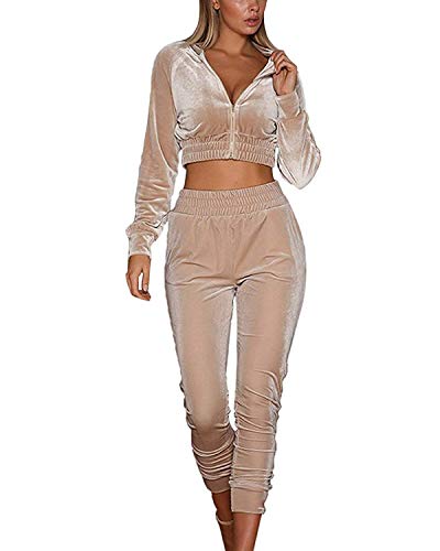 Chándal Mujer 2 Piezas Ropa Deportiva de Terciopelo Chaqueta Corta de Manga Larga Sudadera sin Capucha Pantalones Largos de Cintura Alta Otoño Invierno Yoga Gimnasio Jogging Fitness (Beige, S) Chándal Mujer 2 Piezas Ropa Deportiva de Terciopelo Chaqueta Corta de Manga Larga Sudadera sin Capucha Pantalones Largos de Cintura Alta Otoño Invierno Yoga Gimnasio Jogging Fitness (Beige, S)
