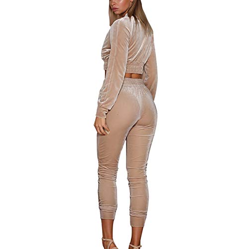Chándal Mujer 2 Piezas Ropa Deportiva de Terciopelo Chaqueta Corta de Manga Larga Sudadera sin Capucha Pantalones Largos de Cintura Alta Otoño Invierno Yoga Gimnasio Jogging Fitness (Beige, S) Chándal Mujer 2 Piezas Ropa Deportiva de Terciopelo Chaqueta Corta de Manga Larga Sudadera sin Capucha Pantalones Largos de Cintura Alta Otoño Invierno Yoga Gimnasio Jogging Fitness (Beige, S)