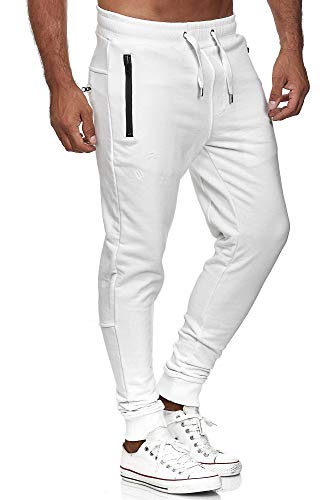 Chándal para Hombre Pantalòn de Jogging Pants en Algodòn Blanco S