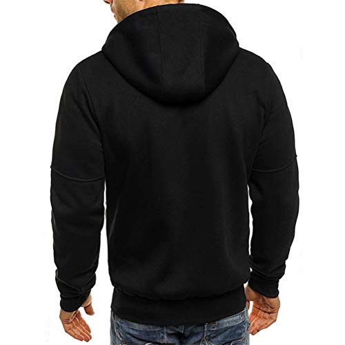 Chaqueta con Capucha de Hombre Ropa Estilo Deportivo Sudadera Cierre de Cremallera Abrigo Casual de Cuello Elevado Extragrande Invierno para Hombres (Negro, XXXL) Chaqueta con Capucha de Hombre Ropa Estilo Deportivo Sudadera Cierre de Cremallera Abrigo Casual de Cuello Elevado Extragrande Invierno para Hombres (Negro, XXXL)