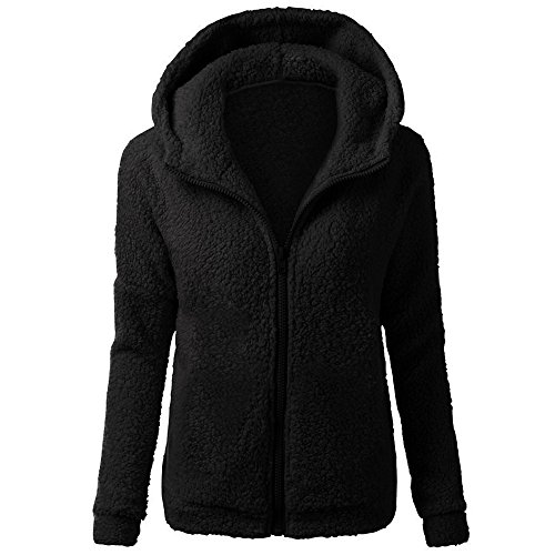 Chaqueta Mujeres de Invierno de Lana Cálida Cremallera Abrigo con Capucha Casual Suéter Abrigo de Algodón Outwear Hoodie riou