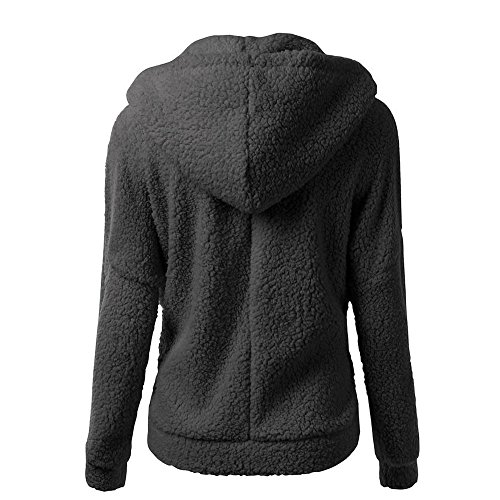 Chaqueta Mujeres de Invierno de Lana Cálida Cremallera Abrigo con Capucha Casual Suéter Abrigo de Algodón Outwear Hoodie riou