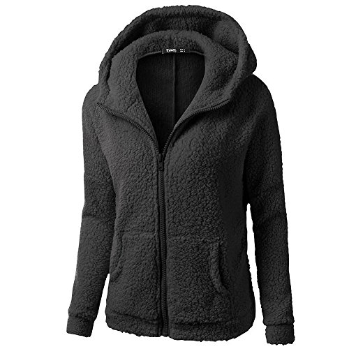 Chaqueta Mujeres de Invierno de Lana Cálida Cremallera Abrigo con Capucha Casual Suéter Abrigo de Algodón Outwear Hoodie riou