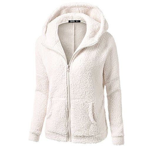 Chaqueta Mujeres de Invierno de Lana Cálida Cremallera Abrigo con Capucha Casual Suéter Abrigo de Algodón Outwear Hoodie riou