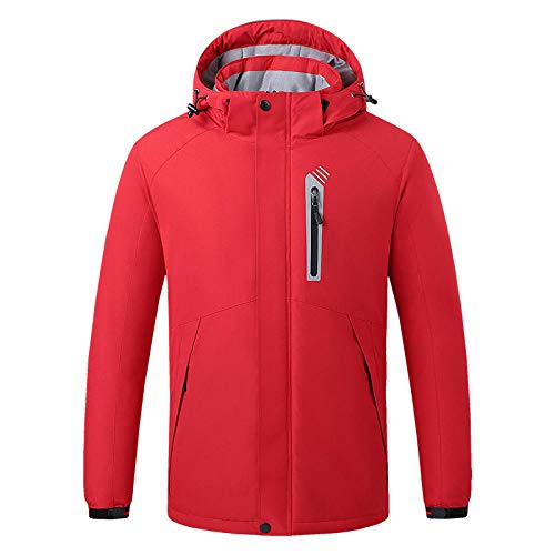 Chaqueta Softshell para Hombre,Chaqueta Impermeable para,Chaqueta calefactora Temperatura Constante calefacción de Ropa esquí al Aire Libre y protección contra el frío-Red_XXL #